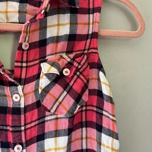 SO XS Sleeveless Plaid shirt Junior Pink White